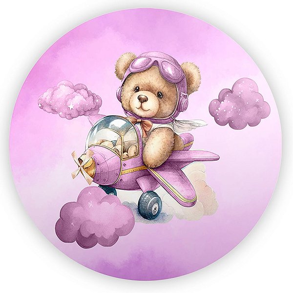 Painel Redondo - Ursinha Rosa - Sublimado 3D