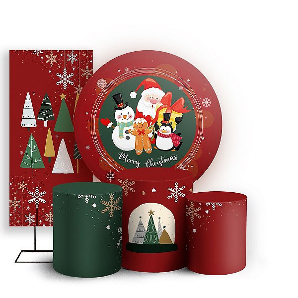 KIT Redondo Trio e Faixa - Merry Christmas - Sublimado 3D