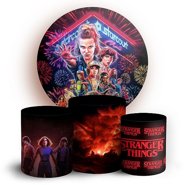Capas Painel Redondo e Trio Cilindro Sublimado - Stranger Things