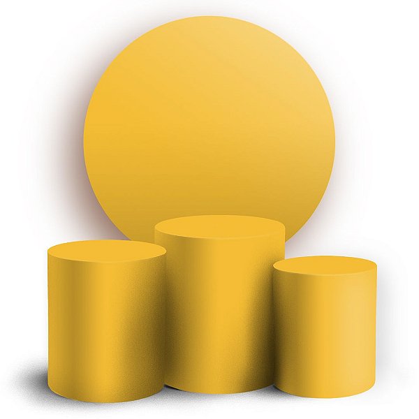 KIT Redondo e Trio - Amarelo Liso - Sublimado 3D