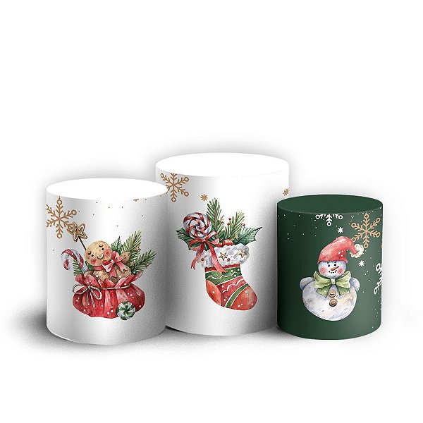 Trio Cilindro - Natal - Sublimado 3D + Elástico