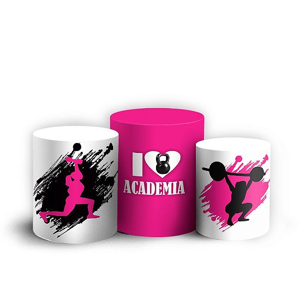 Capas Trio Cilindro Sublimado Vest Facil - Academia Rosa