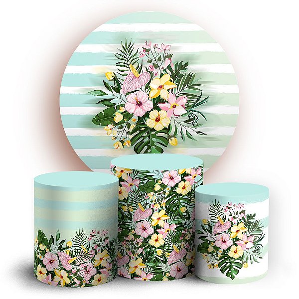 KIT Redondo e Trio -  Tropical - Sublimado 3D