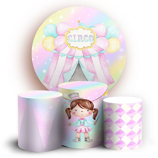 KIT Redondo e Trio - Circo Rosa - Sublimado 3D