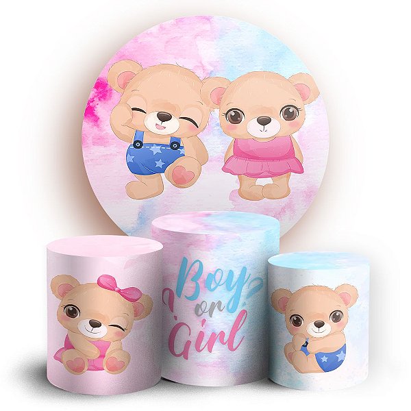 KIT Redondo e Trio - Chá Revelação - Sublimado 3D