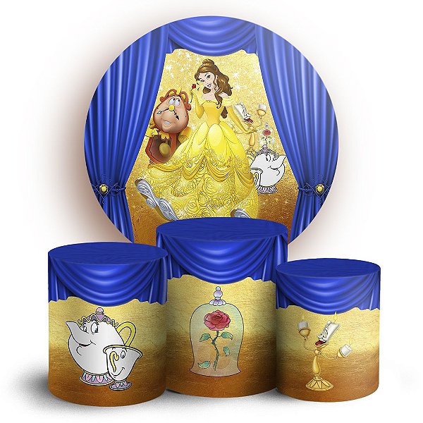 KIT Redondo e Trio - A Bela e a Fera - Sublimado 3D