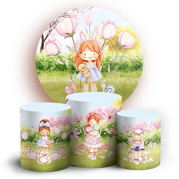 KIT Redondo e Trio - Jardim Aquarela - Sublimado 3D