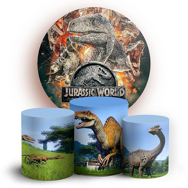 KIT Redondo e Trio - Jurassic World - Sublimado 3D