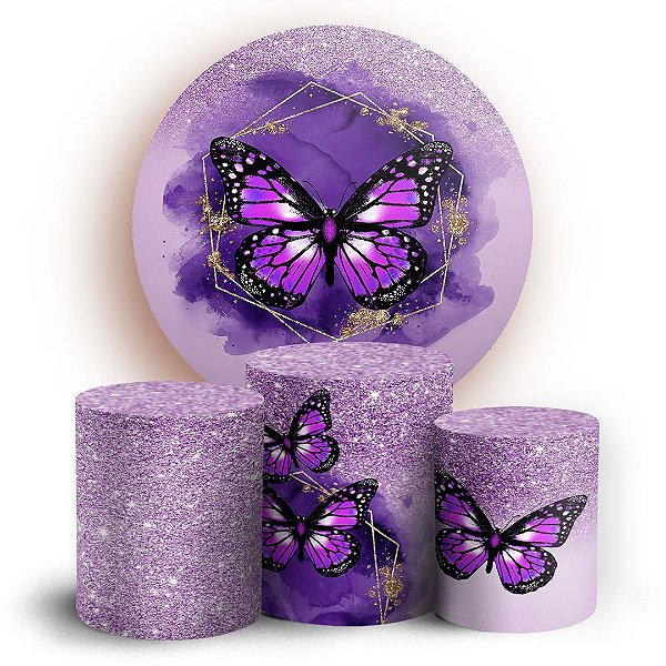 KIT Redondo e Trio - Borboleta Roxa - Sublimado 3D