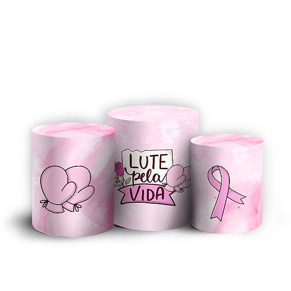 Trio Cilindro - Outubro Rosa - Sublimado 3D + Elástico