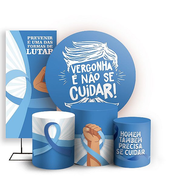 Capas Painel Redondo Trio Cilindro e Faixa Lateral Sublimado - Novembro Azul