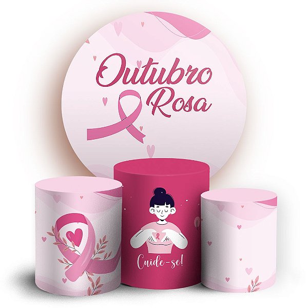KIT Redondo e Trio -  Outubro Rosa - Sublimado 3D