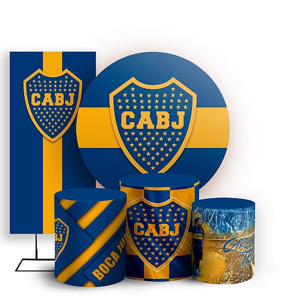Capas Painel Redondo Trio Cilindro e Faixa Lateral Sublimado - Boca Juniors