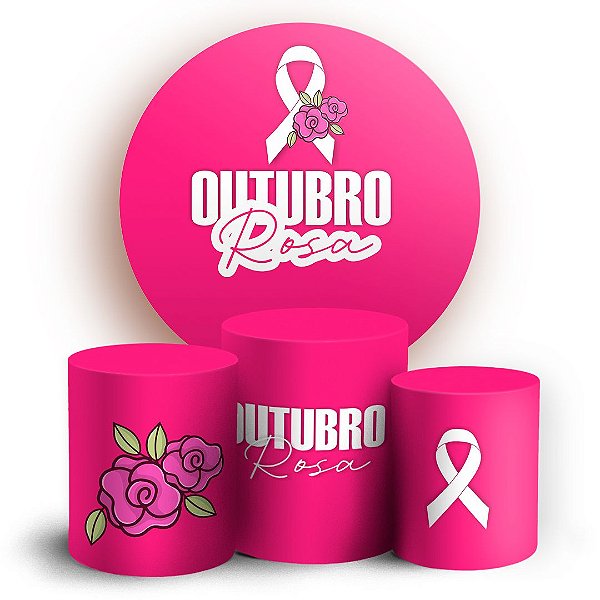 KIT Redondo e Trio -  Outubro Rosa - Sublimado 3D