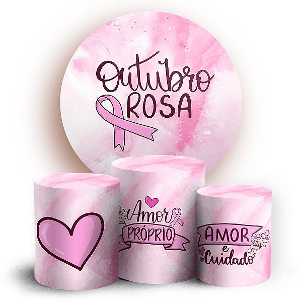 KIT Redondo e Trio -  Outubro Rosa - Sublimado 3D
