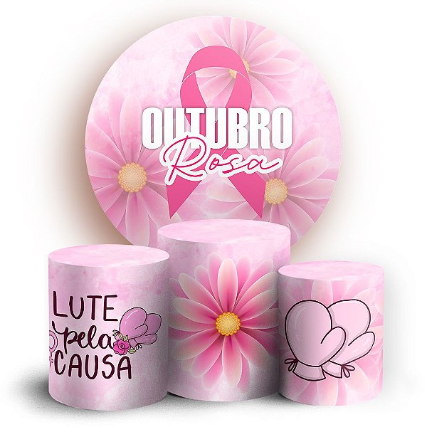 KIT Redondo e Trio -  Outubro Rosa - Sublimado 3D