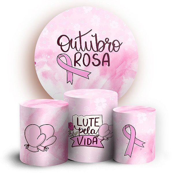 KIT Redondo e Trio -  Outubro Rosa - Sublimado 3D