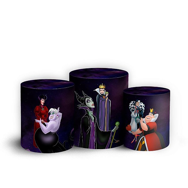 Trio Cilindro - Vilãs da Disney - Sublimado 3D + Elástico