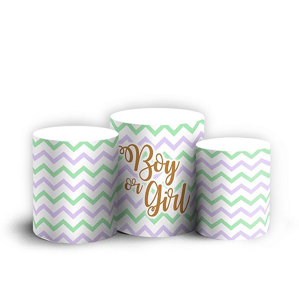 Trio Cilindro - Ursinhos (chá revelação) - Sublimado 3D + Elástico