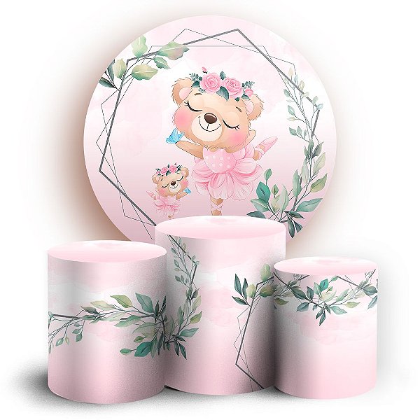 KIT Redondo e Trio -  Ursinha Bailarina - Sublimado 3D