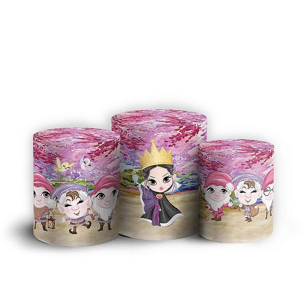 Trio Cilindro - Branca de Neve Princesas - Sublimado 3D + Elástico