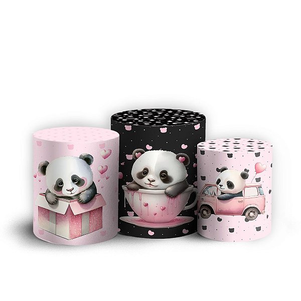 Capas Trio Cilindro Sublimado Vest Facil - Panda