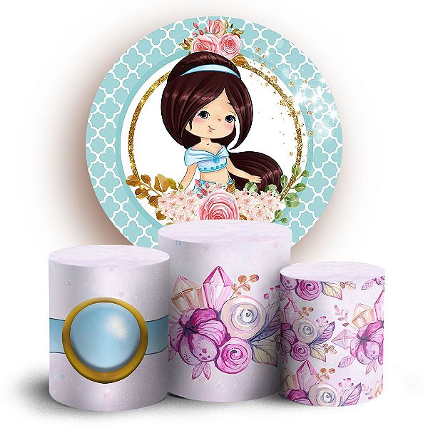 KIT Redondo e Trio - Jasmine Princesas - Sublimado 3D