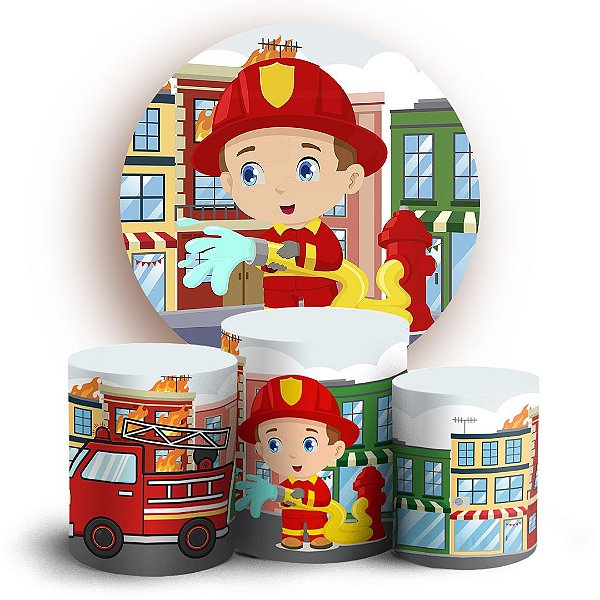 KIT Redondo e Trio - Bombeiro - Sublimado 3D