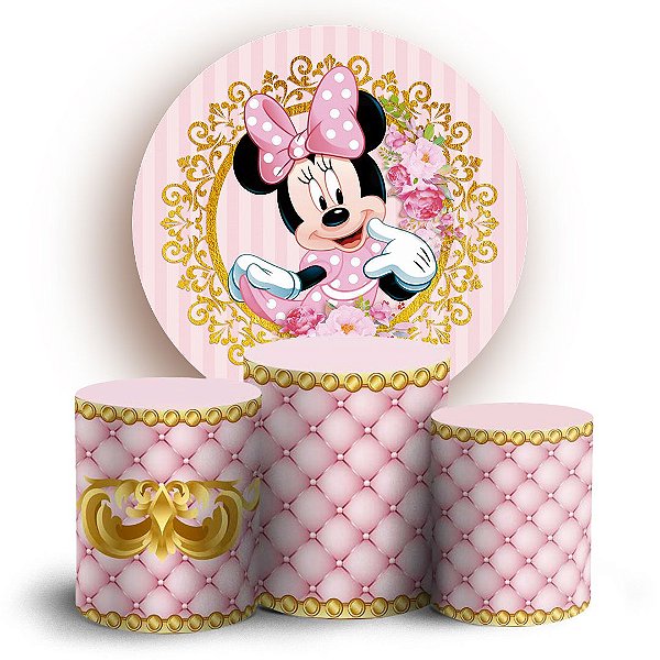 KIT Redondo e Trio - Minnie Rosa - Sublimado 3D