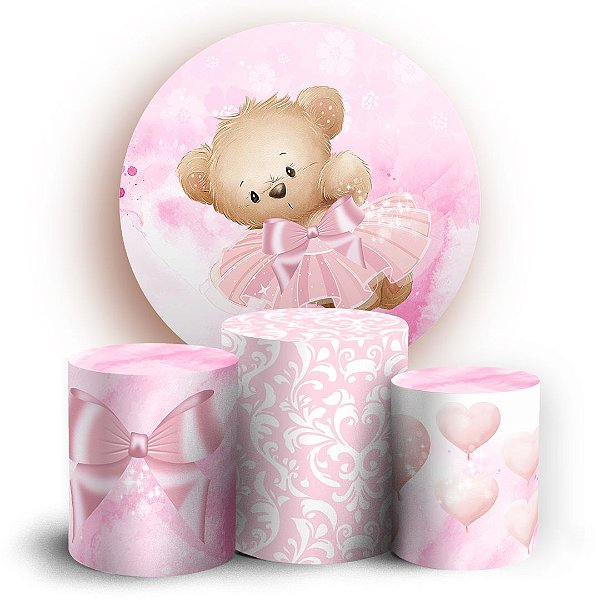 KIT Redondo e Trio - Ursinha Bailarina - Sublimado 3D