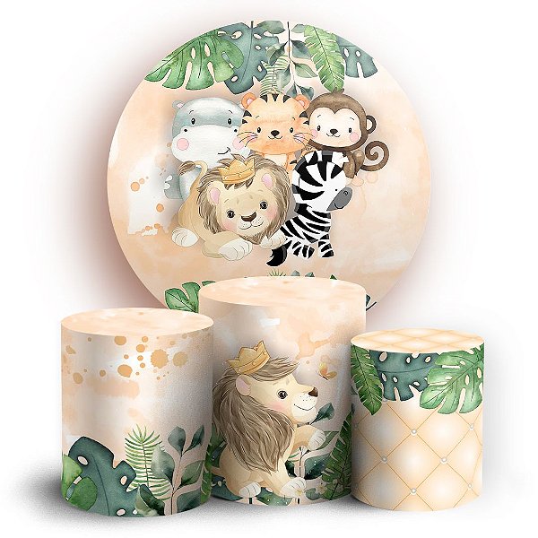 KIT Redondo e Trio - Animais Safari - Sublimado 3D