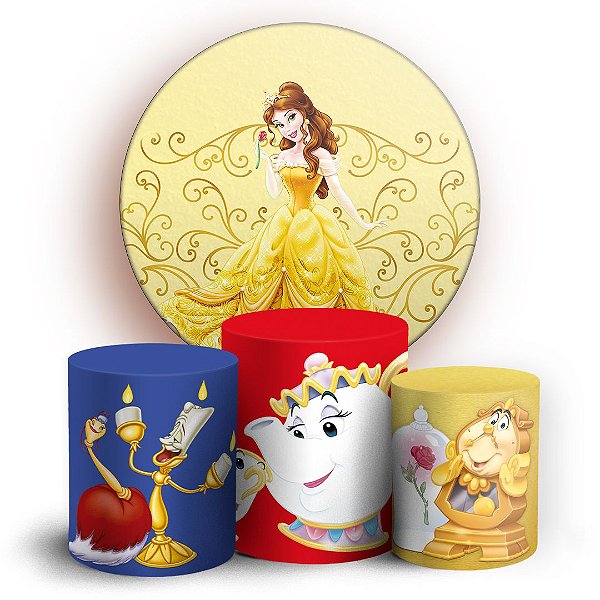 KIT Redondo e Trio - Bela e a Fera - Sublimado 3D