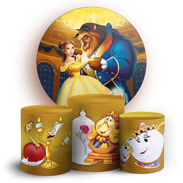 KIT Redondo e Trio - Bela e a Fera - Sublimado 3D