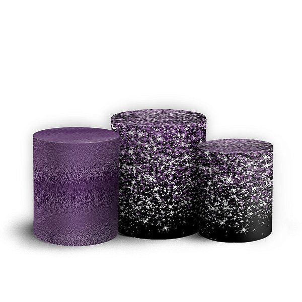 Capas Trio Cilindro Sublimado Vest Facil - Glitter Lilás