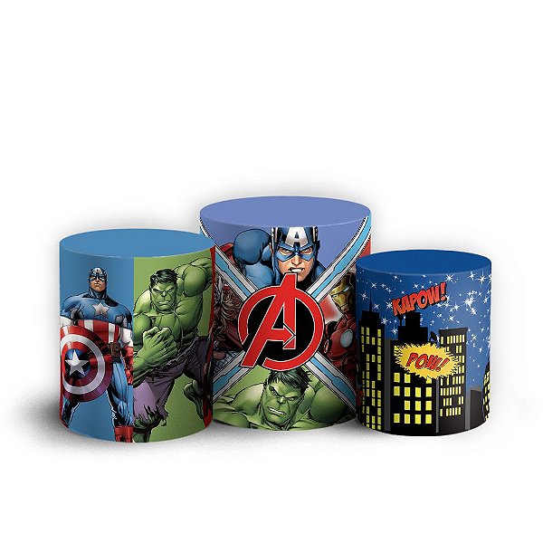 Trio Cilindro - Vingadores - Sublimado 3D + Elástico