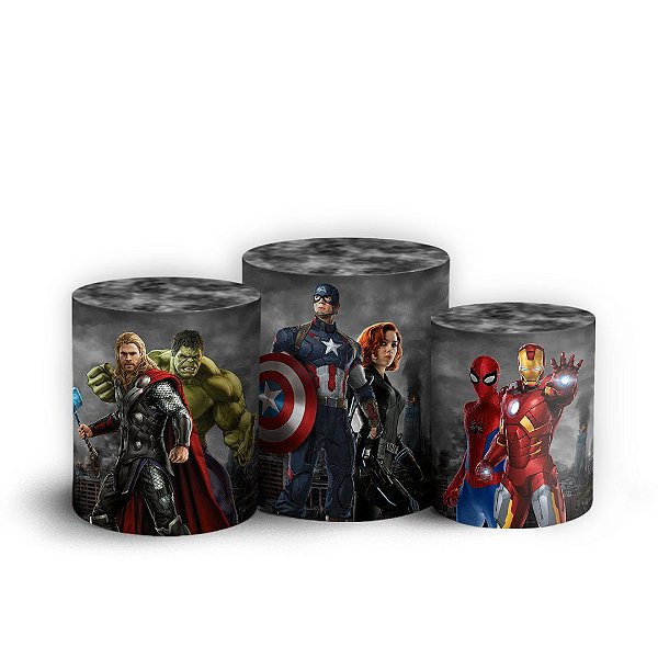Trio Cilindro - Vingadores - Sublimado 3D + Elástico