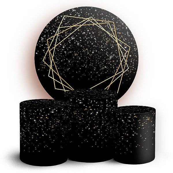 KIT Redondo e Trio - Glitter Dourado - Sublimado 3D