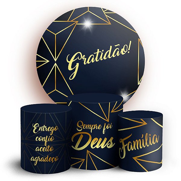 KIT Redondo e Trio - Abstrato Azul - Sublimado 3D