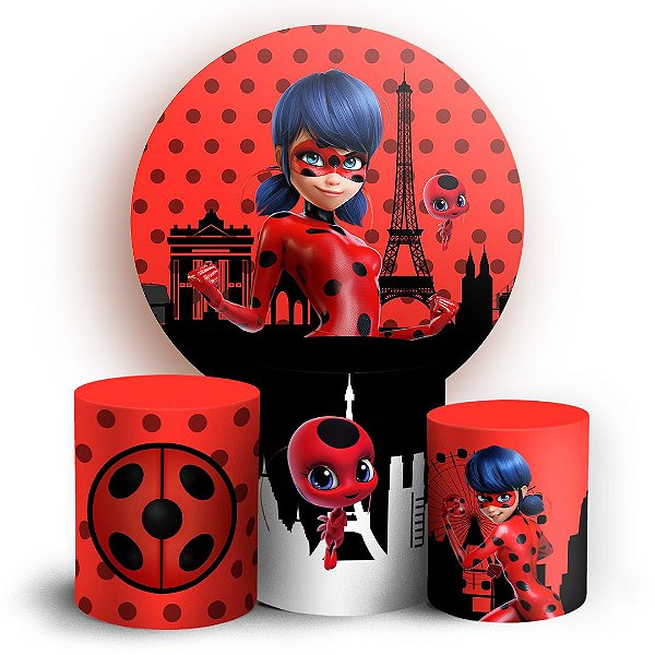 Capas Painel Redondo e Trio Cilindro Sublimado - Ladybug