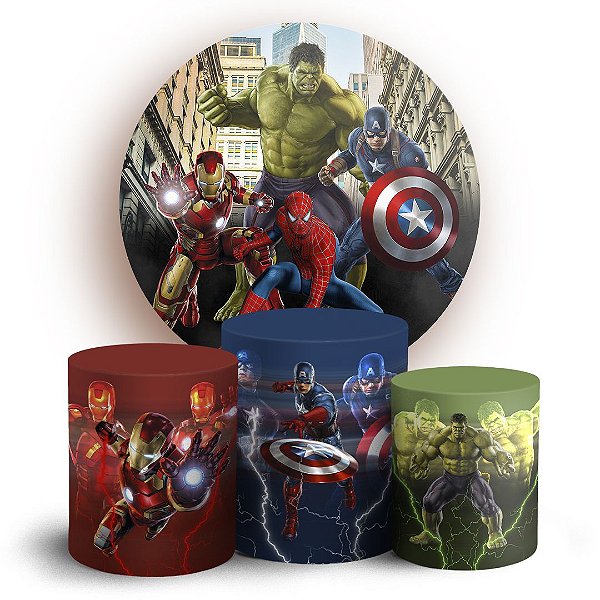 KIT Redondo e Trio - Vingadores - Sublimado 3D