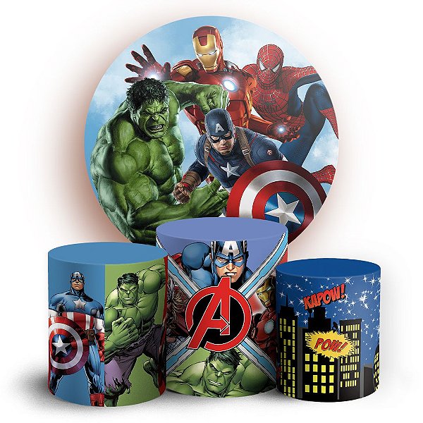 Capas Painel Redondo e Trio Cilindro Sublimado - Vingadores