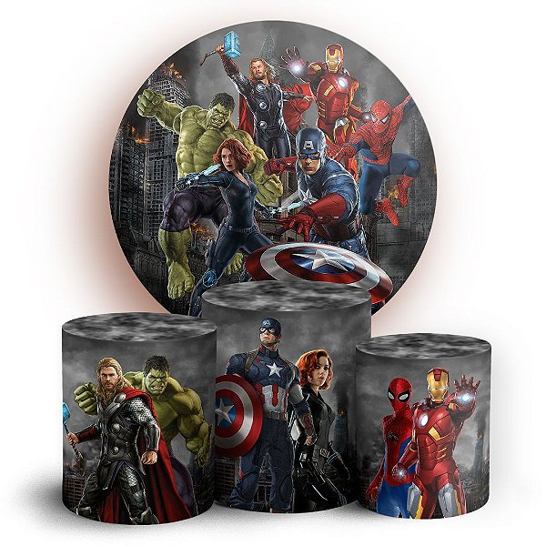 KIT Redondo e Trio - Vingadores - Sublimado 3D