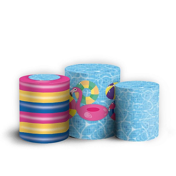 Capas Trio Cilindro Sublimado Vest Facil - Pool Party