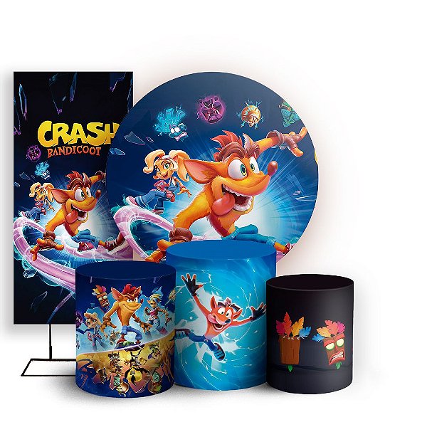 KIT Redondo Trio e Faixa - Crash Bandicoot - Sublimado 3D