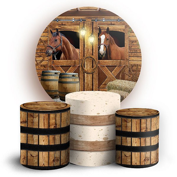 KIT Redondo e Trio - Cavalos - Sublimado 3D