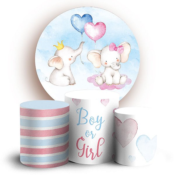 KIT Redondo e Trio - Elefante Revelacao - Sublimado 3D