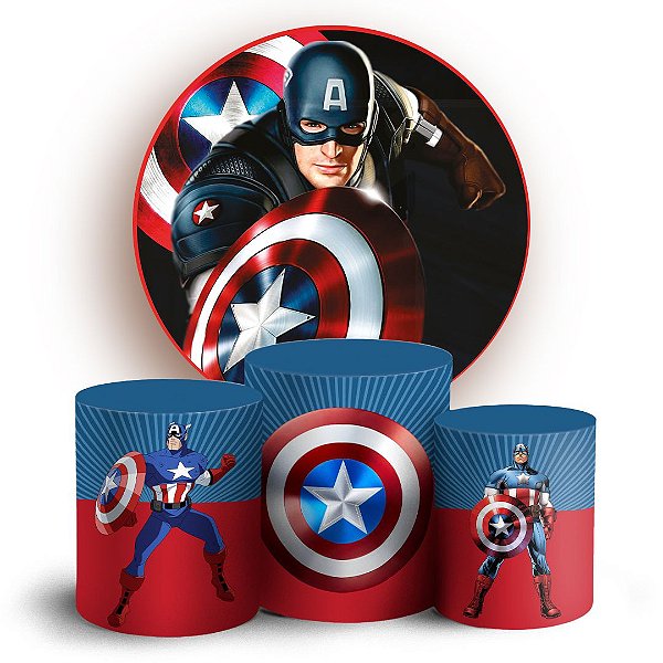 KIT Redondo e Trio - Capitao America - Sublimado 3D