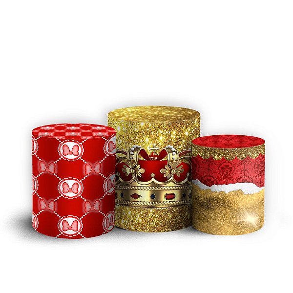 Capas Trio Cilindro Sublimado Vest Facil - Minnie Vermelha