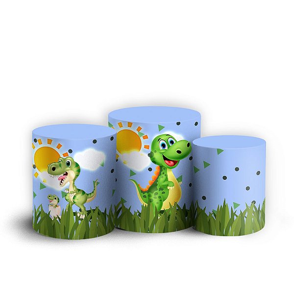 Capas Trio Cilindro Sublimado Vest Facil - Dinossauro