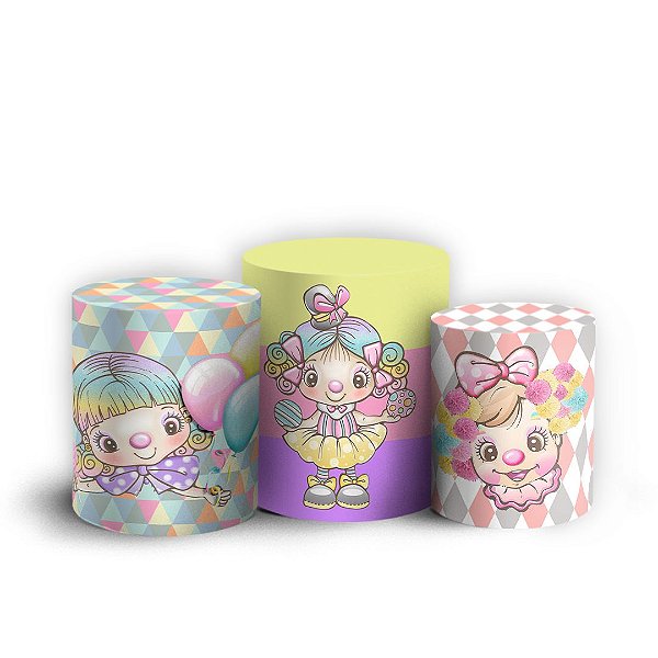 Capas Trio Cilindro Sublimado Vest Facil - Circo Rosa